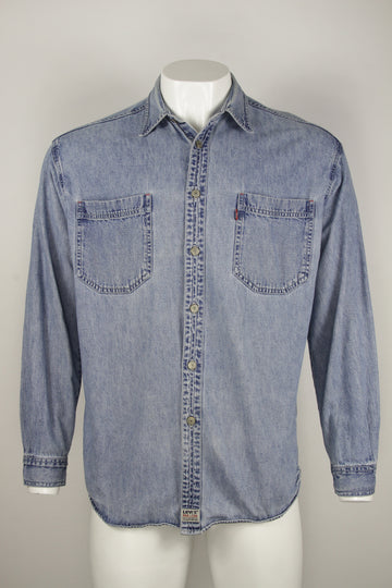 Vintage Levis Blue denim rivet button shirt - XL