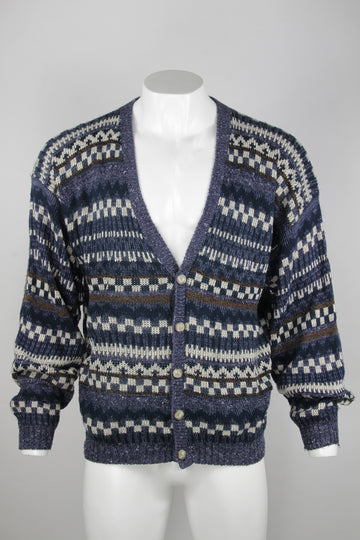 Vintage patterned 90s knitted cardigan - XL