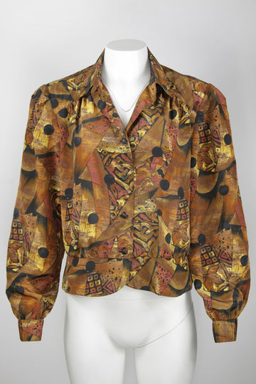 Vintage abstract 80s blouse - M