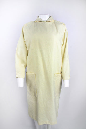 Vintage 80s Ted Lapidus Paris Off White Wool dress – M