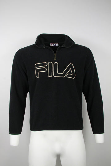 Vintage Black Fila fleece with quarter zip - S/M