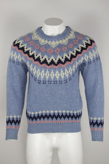 Sky blue traditional Icelandic Knitted sweater - L