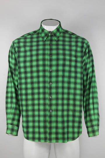 Patterned cord shirt - Green check - XL