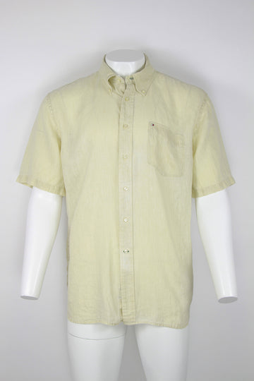 Vintage Tommy Hilfiger Linen short sleeved shirt with button down collar - XL