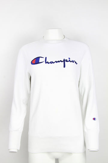 Vintage Champion reverse weave crew with embroidered logo - White - S