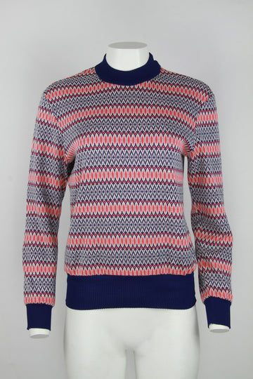 70s/80s geometric pattern light weight jumper - M
