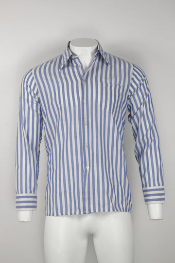 Vintage 60's  Stripe shirt with cufflink attachment sleeves - L