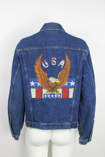 USA eagle printed on back 4 pocket indigo denim - Blue - S