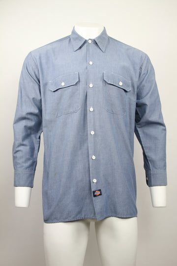 Vintage Workwear Shirt - Dickies Chambre Shirt - Blue - L