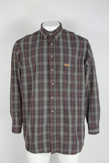 Vintage Workwear Shirt  - Carhartt Field shirt with button down collar in aubergine tartan - XL
